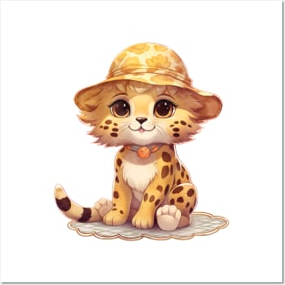 Cheetah in Straw Hat Posters and Art